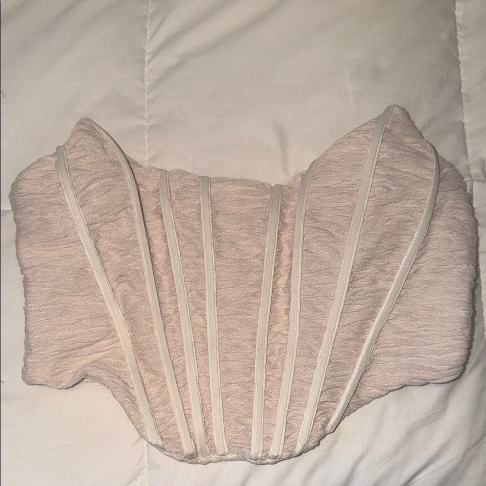 Fashion Nova Light Pink Strapless Corset Crop Top